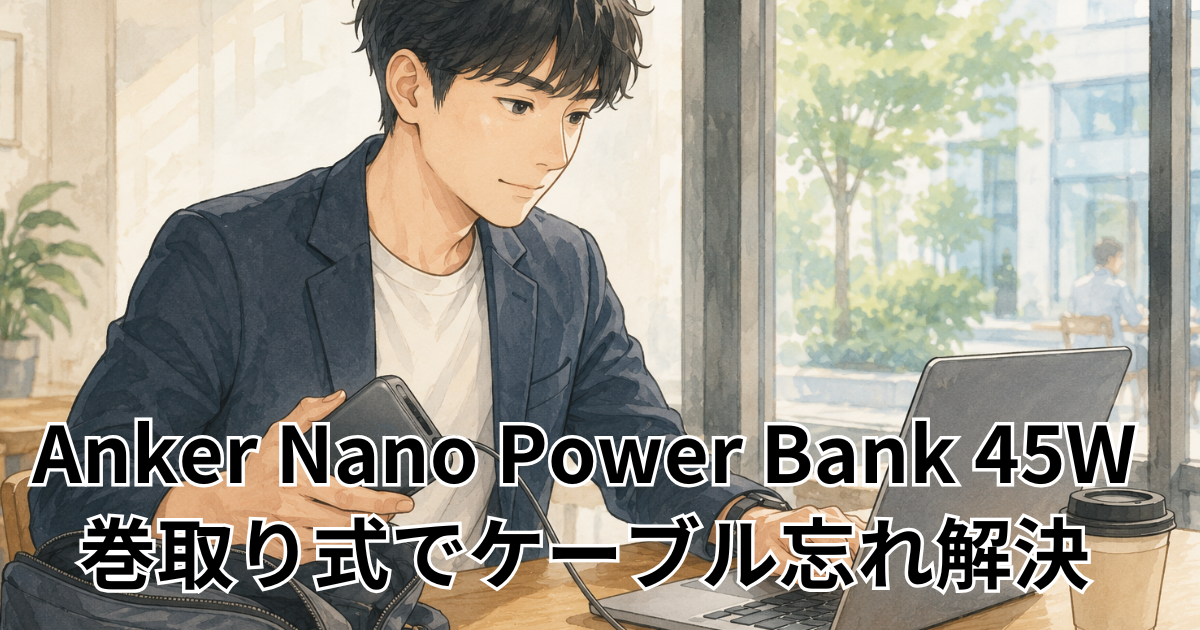 Anker Nano Power Bank 45W巻取り式でケーブル忘れ解決
